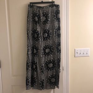 Long black and white skirt.